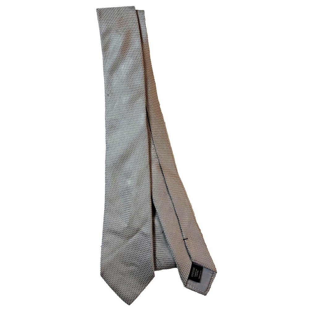 Banana Republic Tie Mens Silk Gray Woven Geometric Textured Preppy